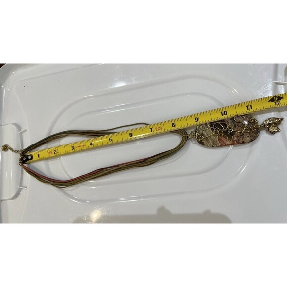 Natural Rhyolite Stone Pendant On Hemp Necklace Cords Boho Gypsy Art To Wear - Picture 5 of 7